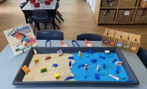 Beach clean up display for Kindergarten children at Imagine Childcare